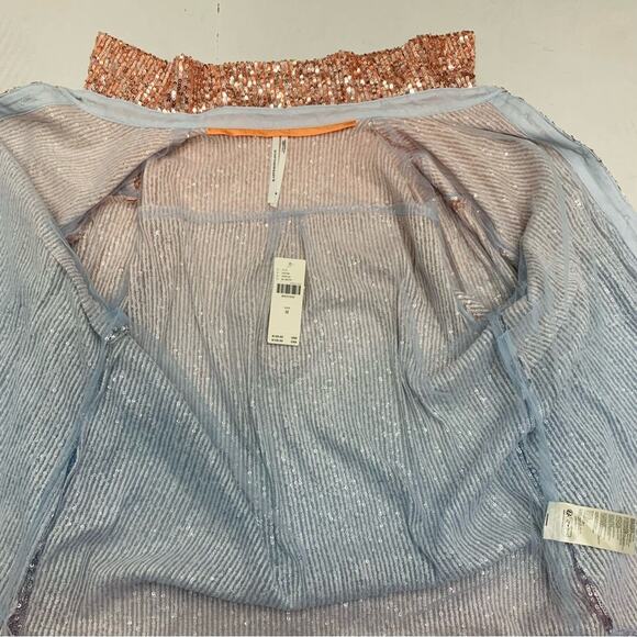 By Anthropology Ombré Sequin Buttondown Shirt Blue/Peach size M - Picture 10 of 11